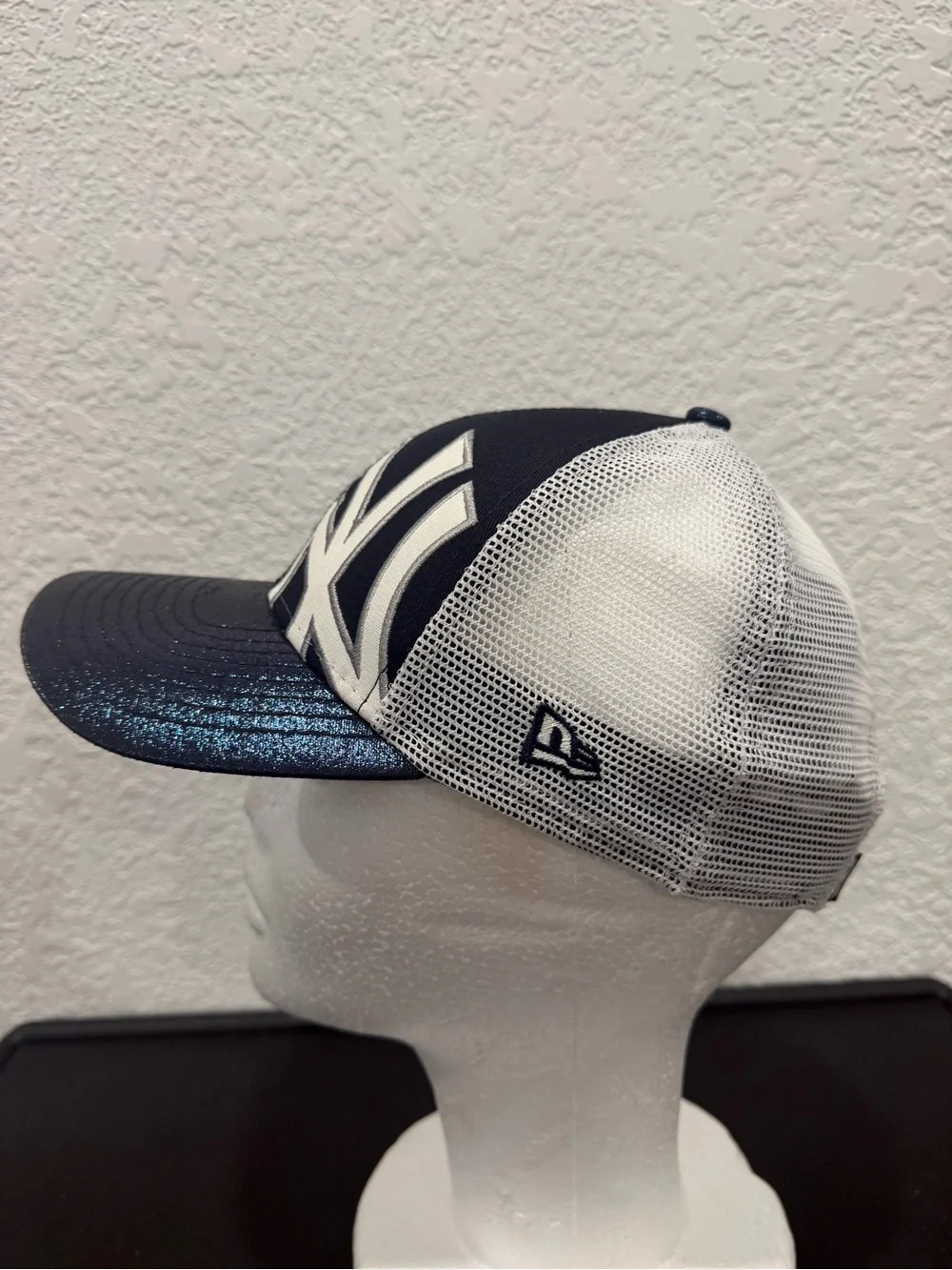 New Era Navy and White Kids Trucker Cap with Large Logo